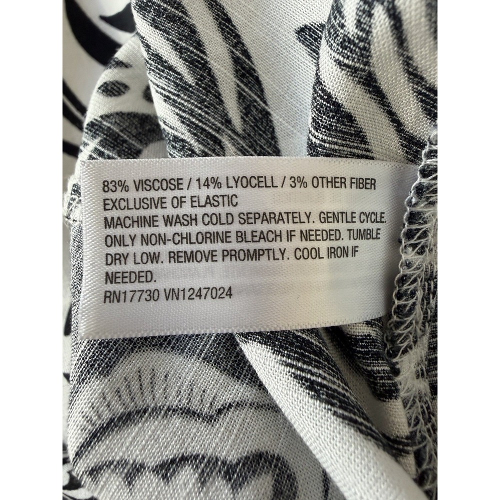 Knox Rose Black & White Floral Midi Dress Knot Keyhole Front and Smocked Back XS - Picture 10 of 10